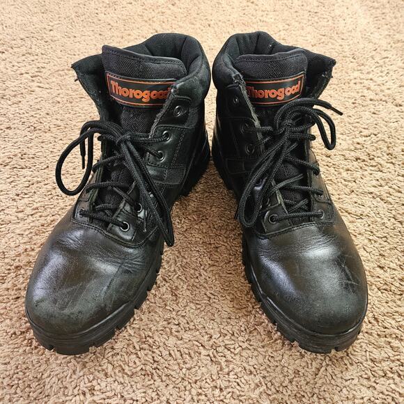 Thorogood Tactical Work Boots Mens 12 Black Leather 834-6086 6" Lace Up GUC - Picture 1 of 12